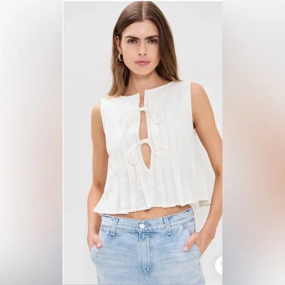 NWT VRG GRL Valeria Linen Top White - Picture 1 of 7